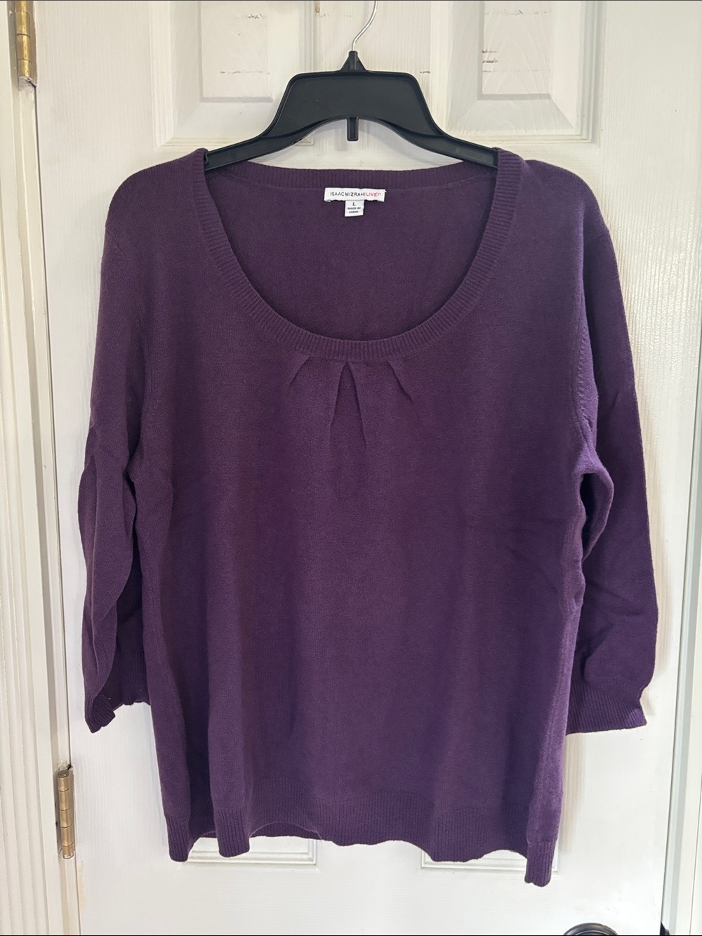 Isaac Mizrahi Purple Scoop-Neck Cashmere Sweater